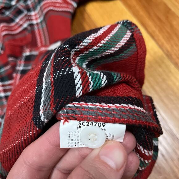 Sugar Cane Japan Button Down Flannel Shirt Red Soft Twill Check Plaid Sz Large - Picture 7 of 12